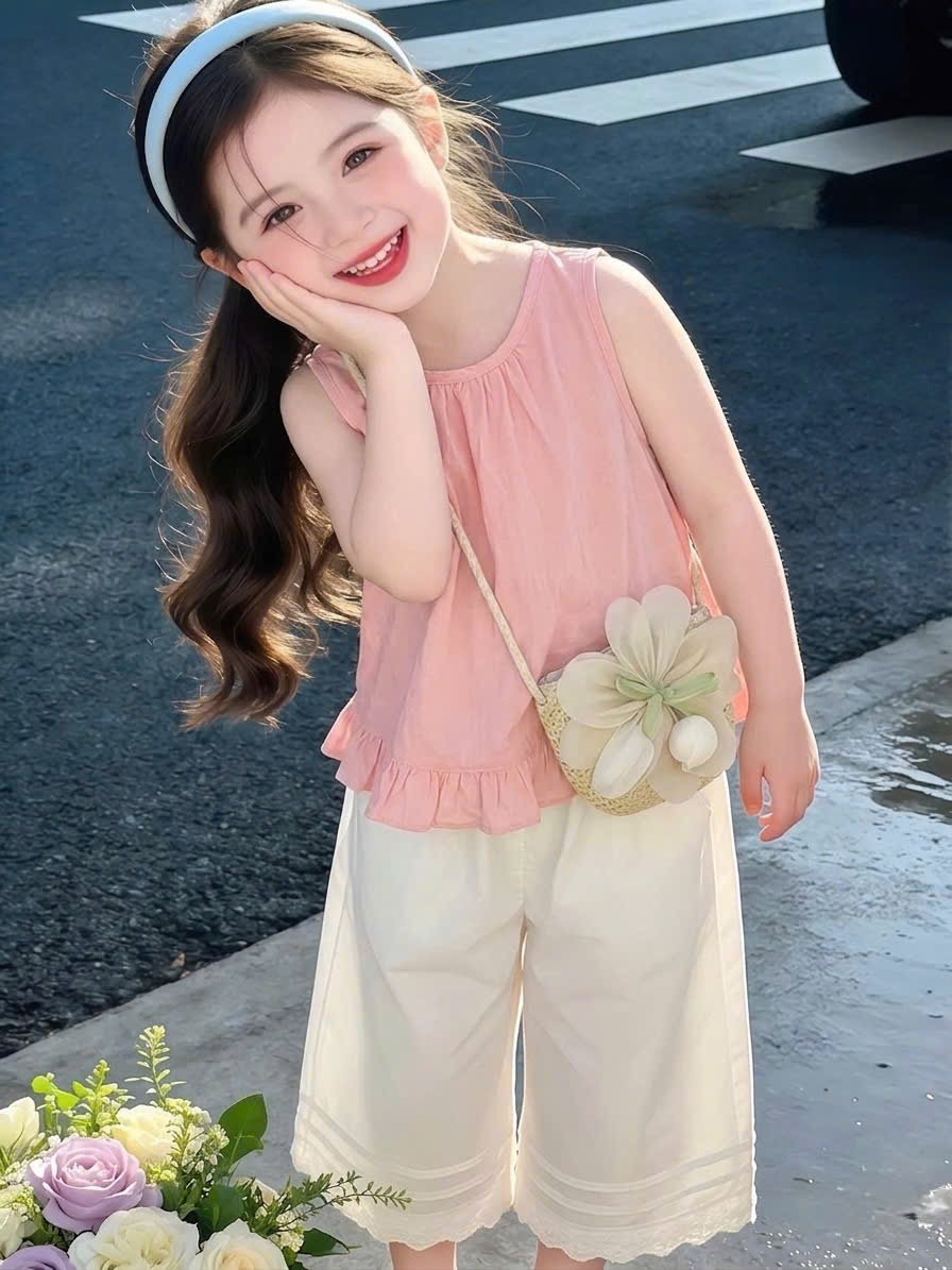 Sét 3 chi tiết áo sát nách quần xuông kèm túi cói sn