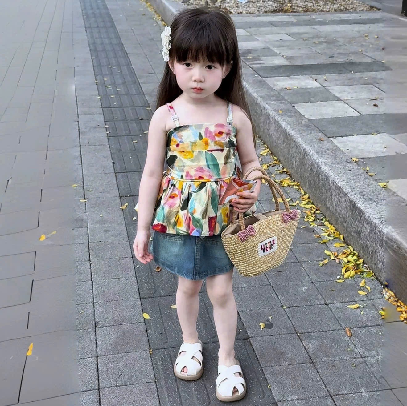 Sét áo 2 dây hoa cv bò bé gái