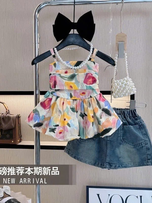 Sét áo 2 dây hoa cv bò bé gái