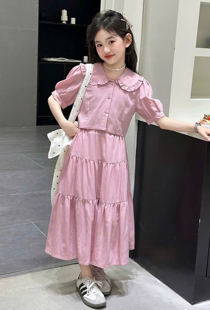 Sét áo croptop cv rộng bé gái