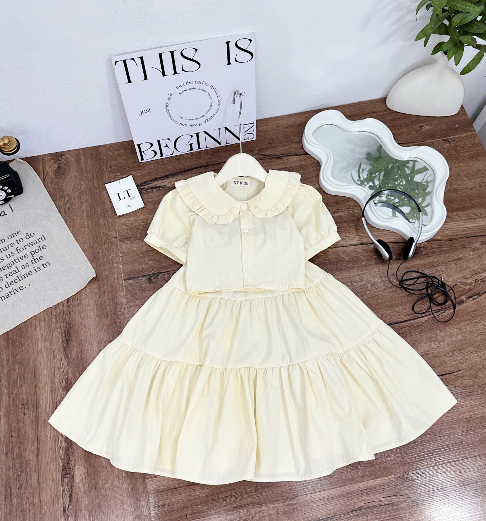 Sét áo croptop cv rộng bé gái