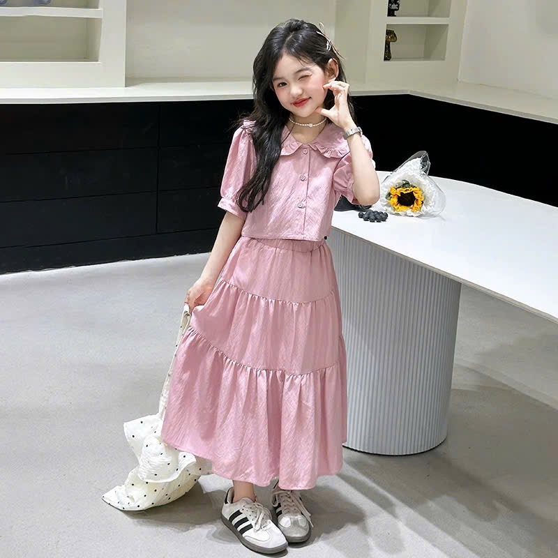 Sét áo croptop cv rộng bé gái