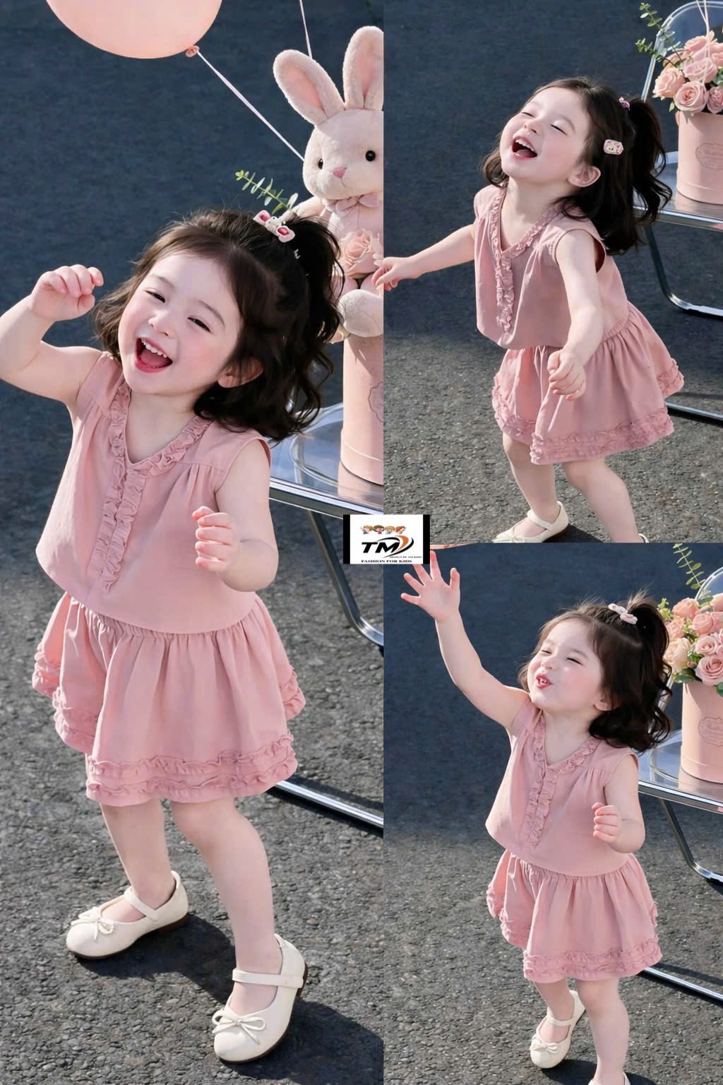 Sét áo croptop viền bèo cv tm bé gái