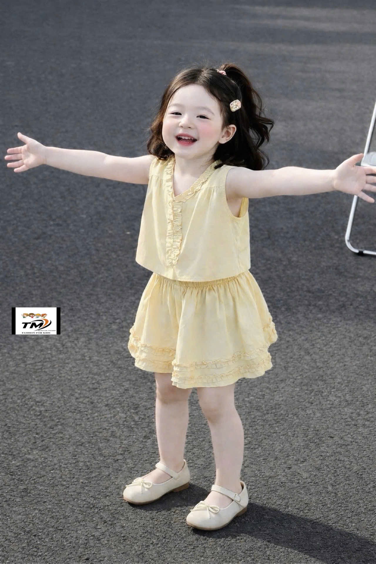 Sét áo croptop viền bèo cv tm bé gái