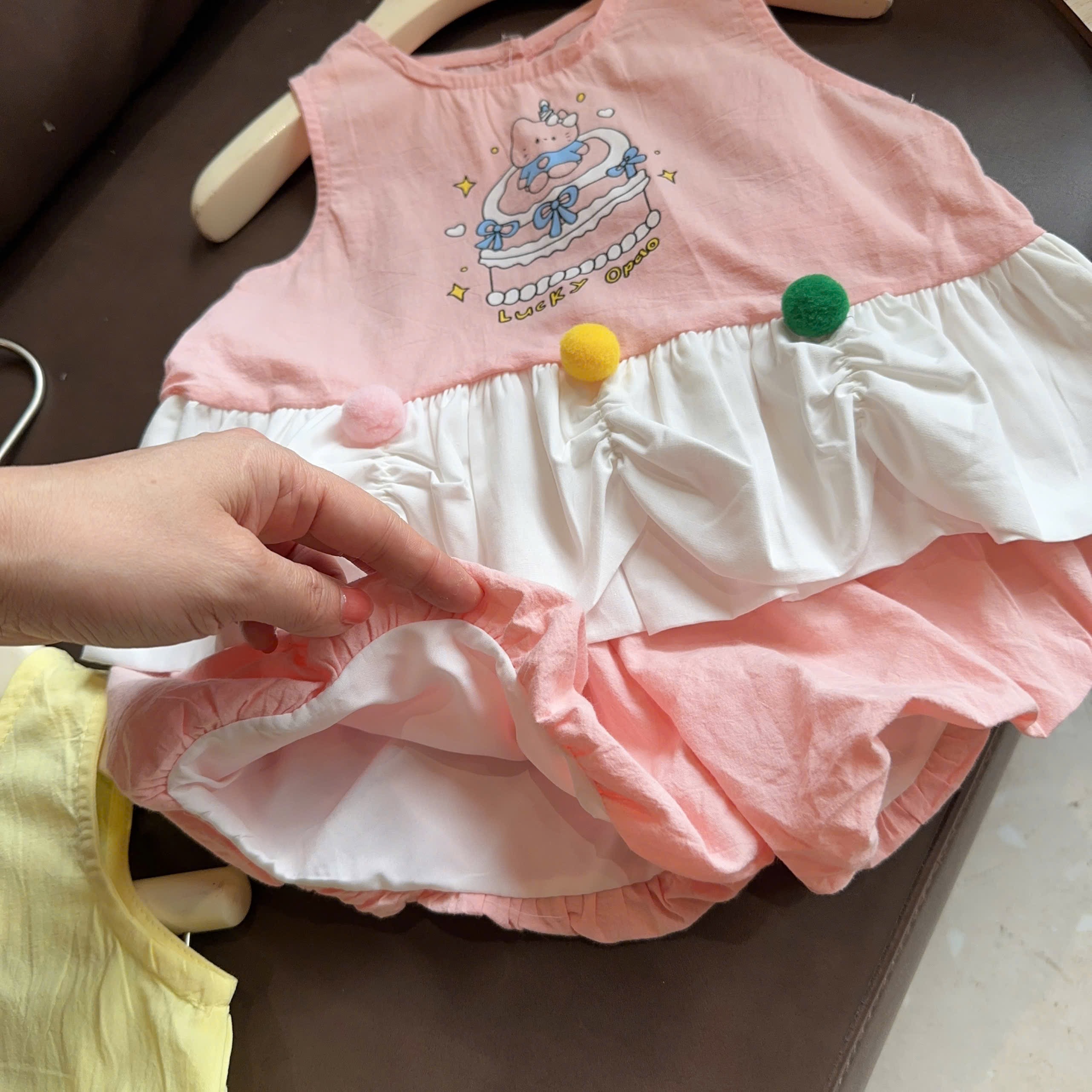 Sét áo đũi hồng vàng quần bồng sn bé gái