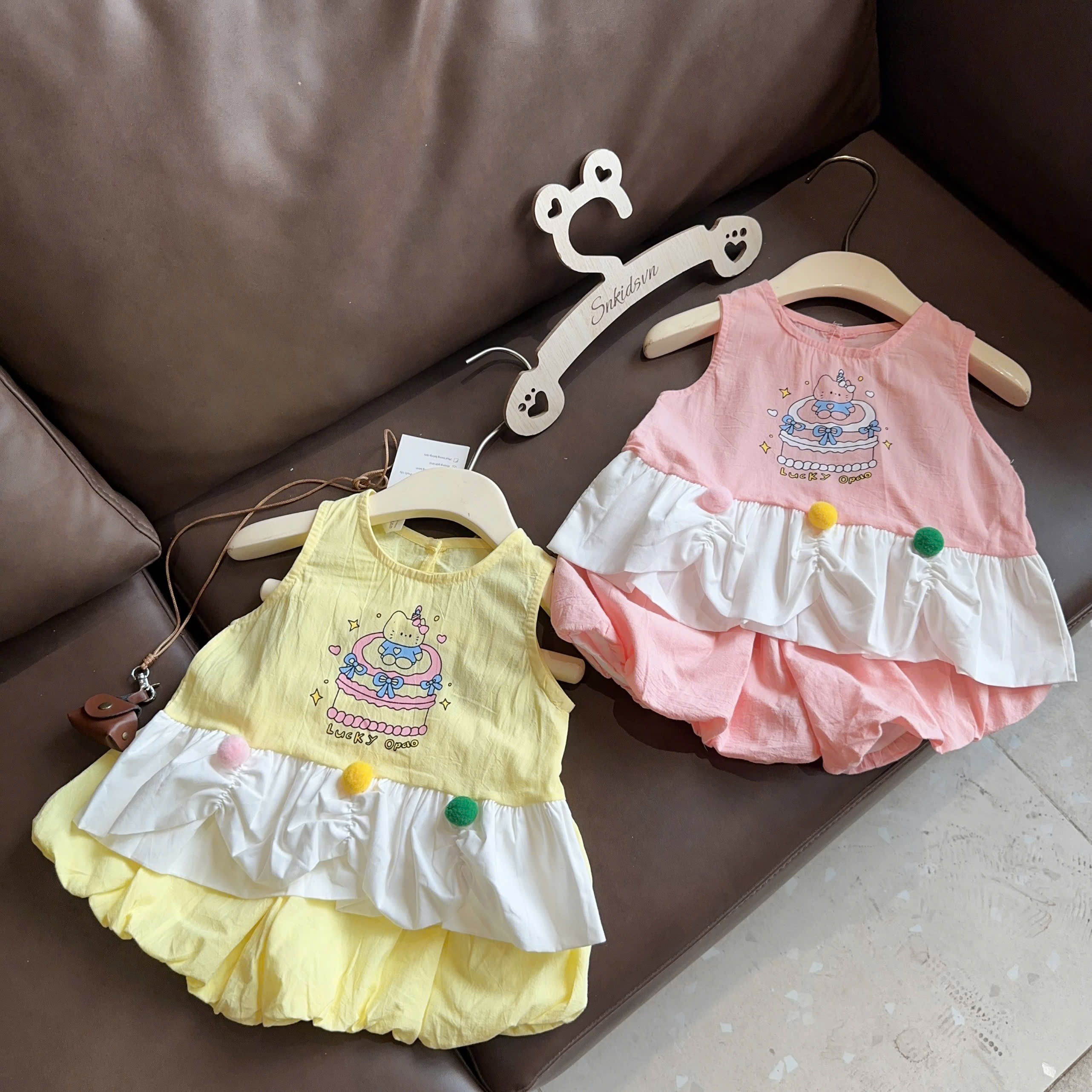 Sét áo đũi hồng vàng quần bồng sn bé gái