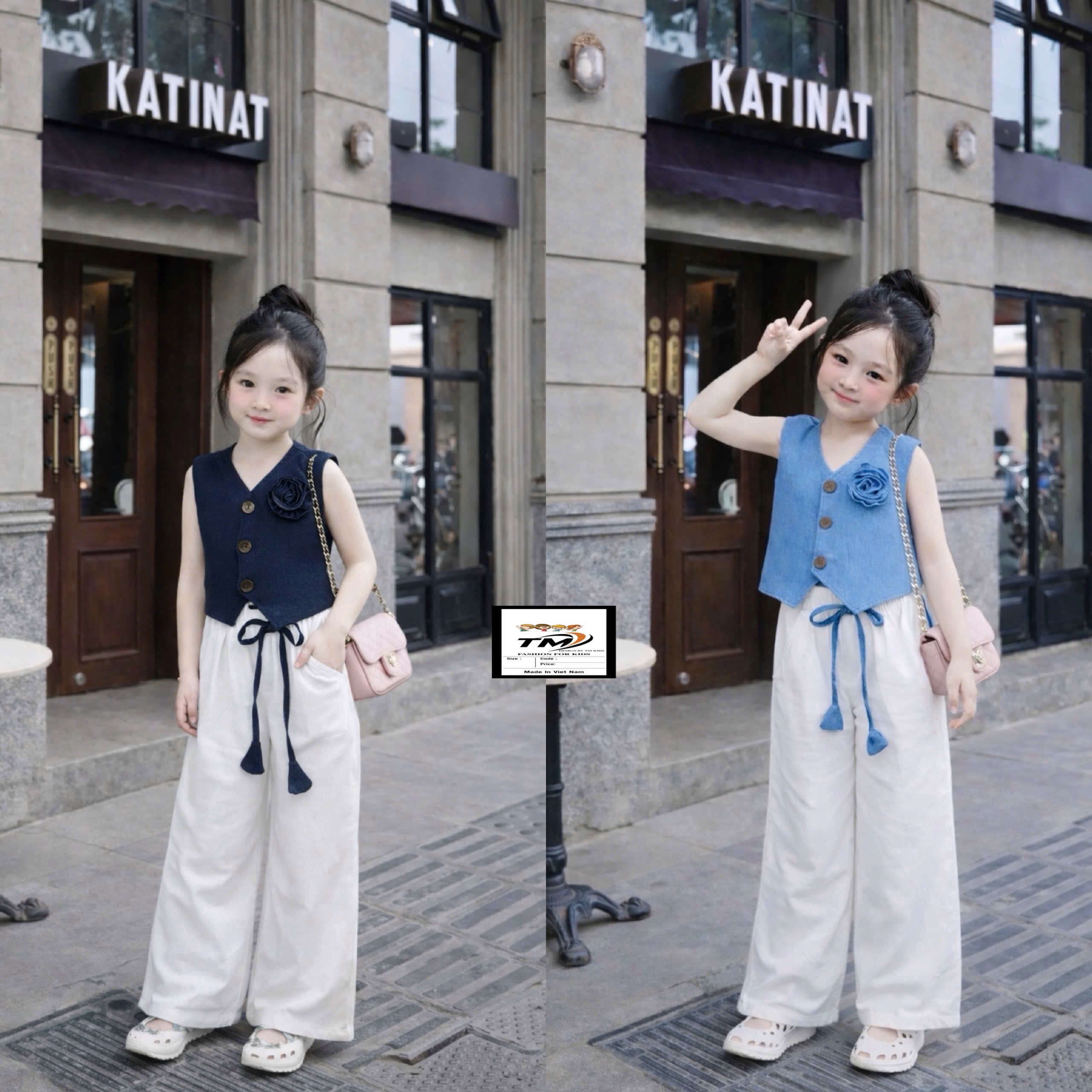 Sét áo gile quần xuông trắng bé gái*****