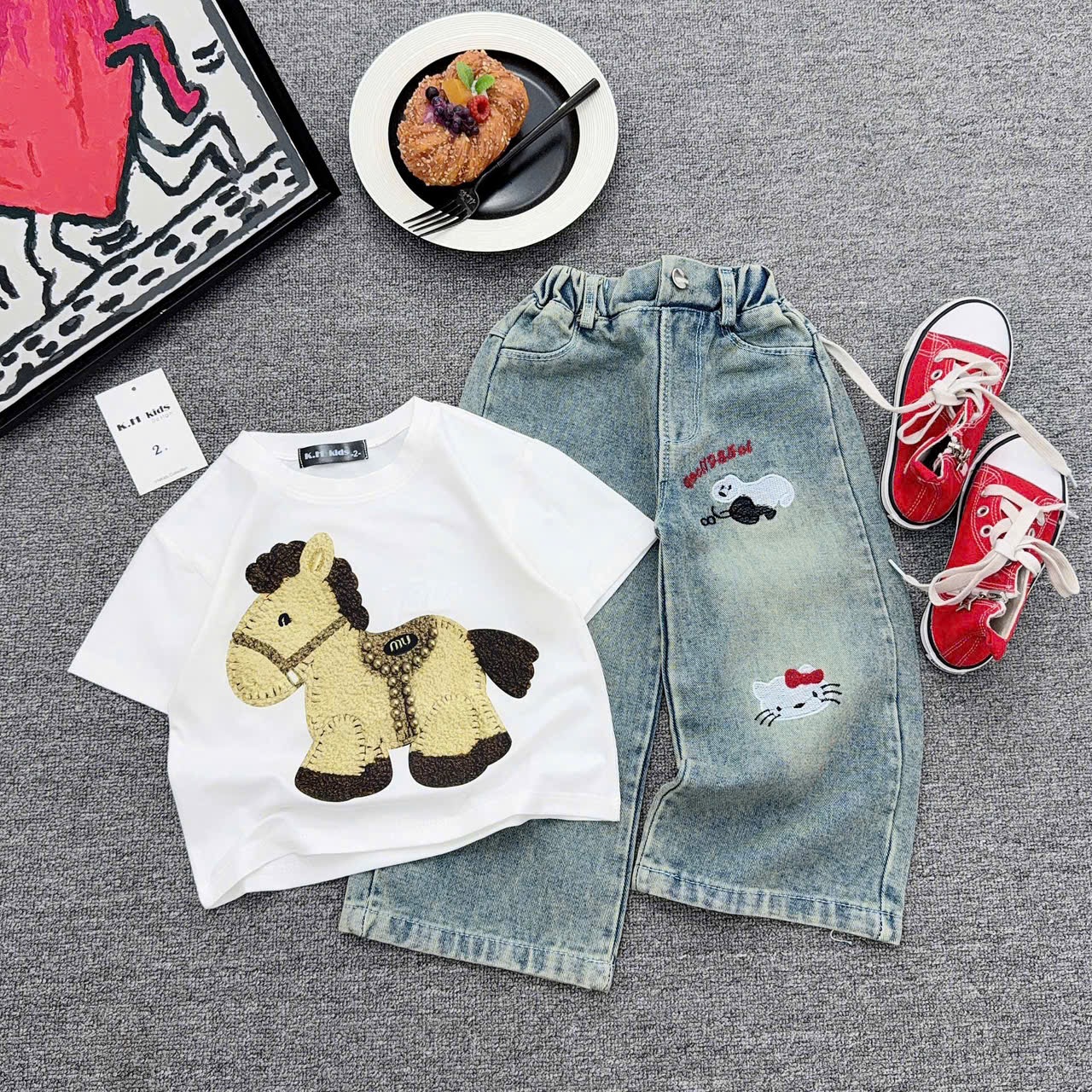 Sét áo ngựa quần bò xuông bé trai gái***