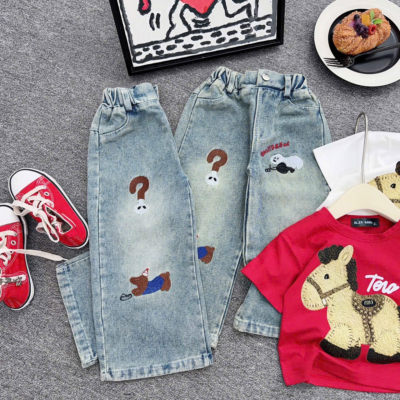 Sét áo ngựa quần bò xuông bé trai gái***