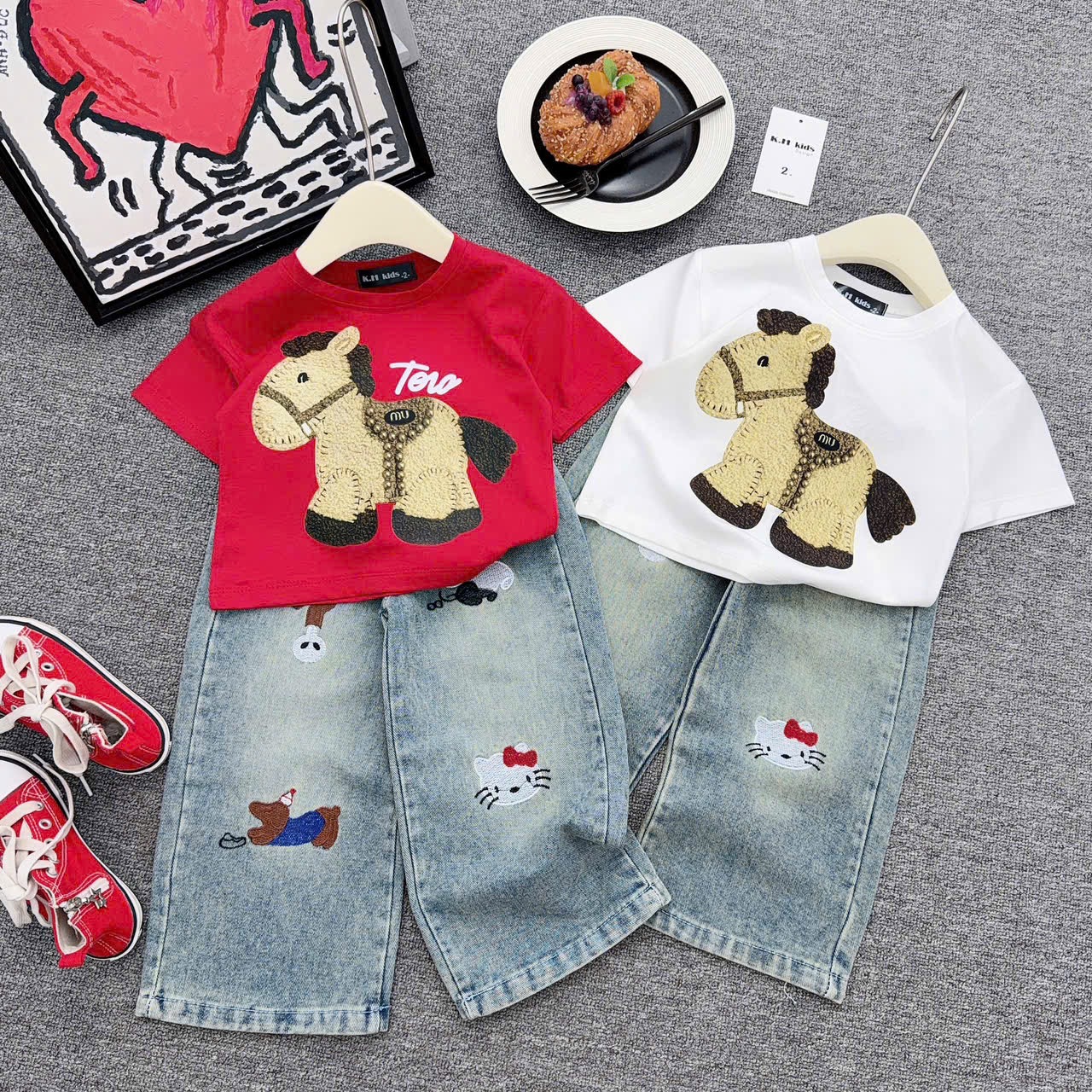 Sét áo ngựa quần bò xuông bé trai gái***