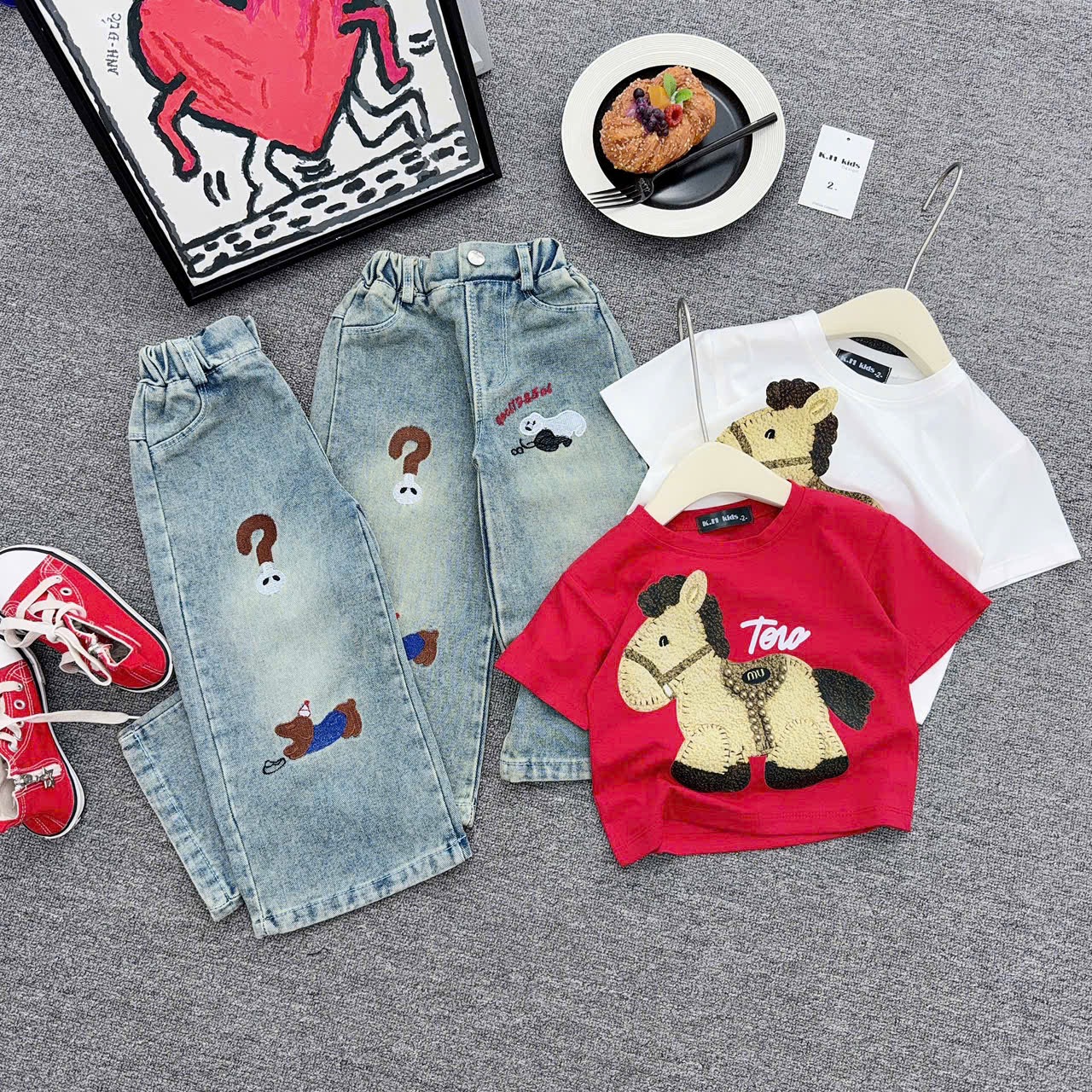 Sét áo ngựa quần bò xuông bé trai gái***