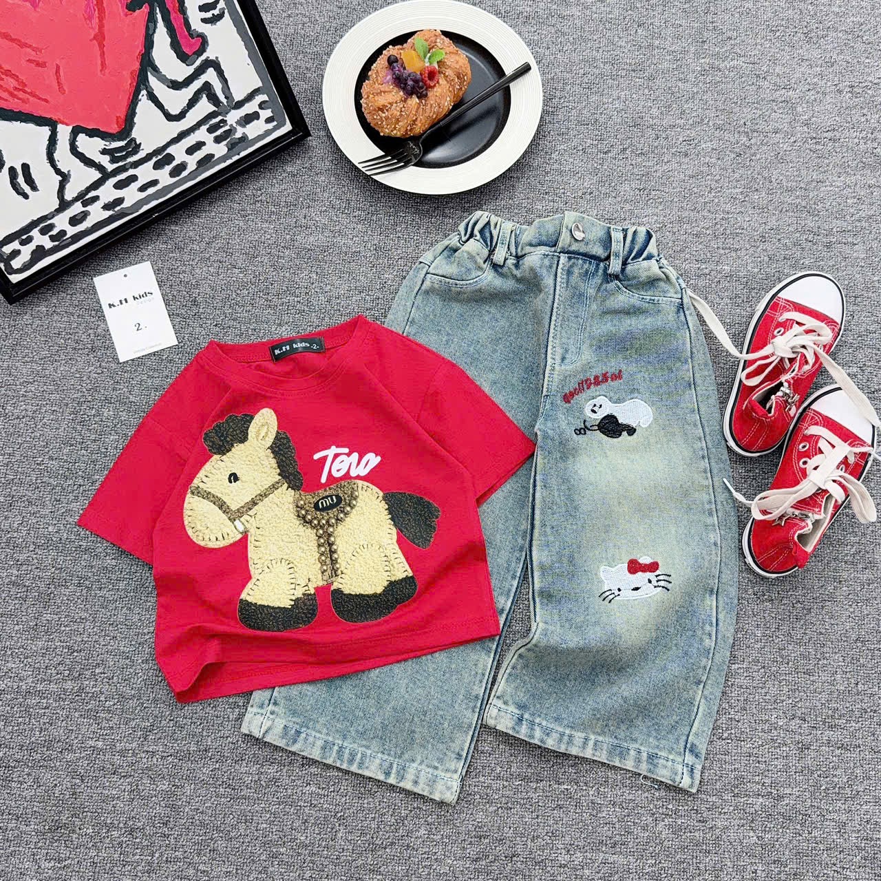 Sét áo ngựa quần bò xuông bé trai gái***