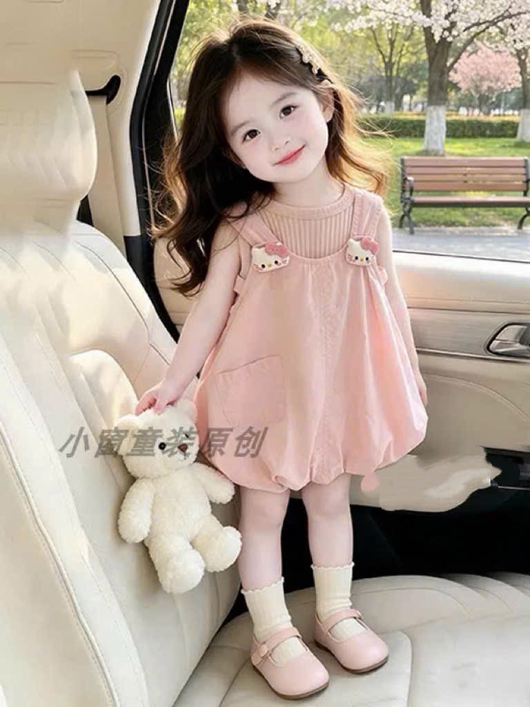 Sét áo tăm kèm váy hồng xinh bé gái