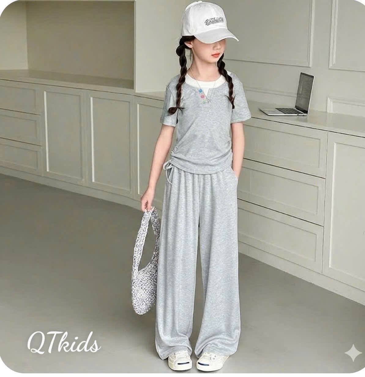 Sét áo tăm rút sườn quần xuông bé gái