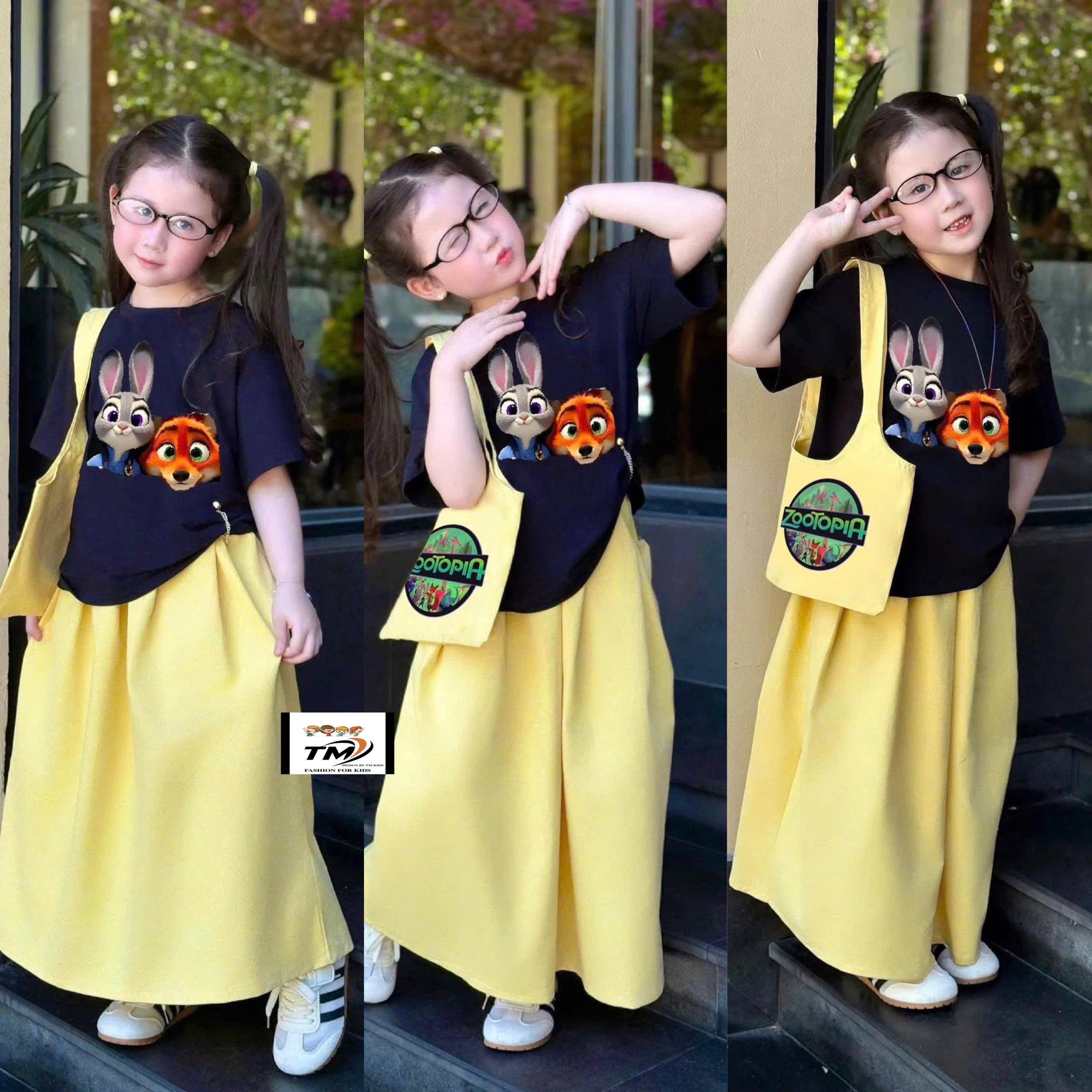 Sét áo thỏ cv vàng kèm túi bé gái