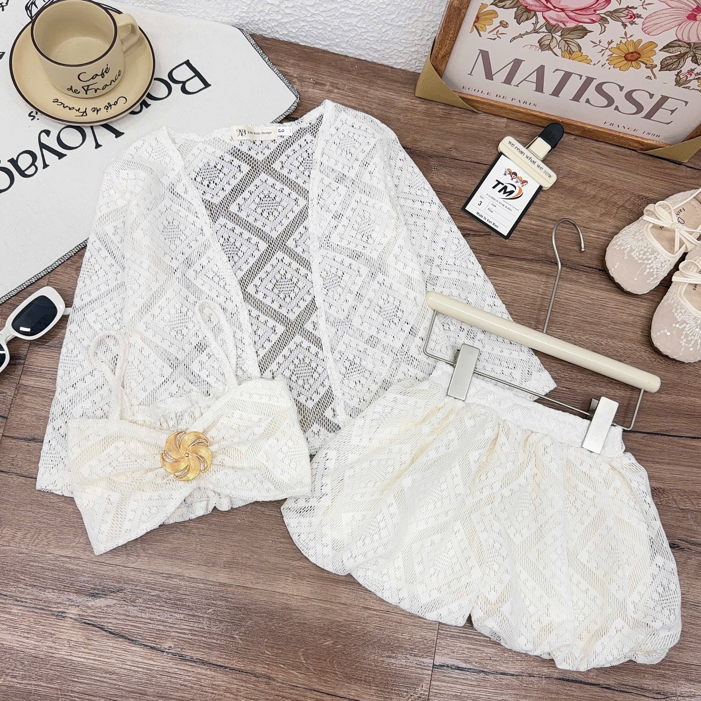 Sét bikini ren cao cấp 3 chi tiết bé gái