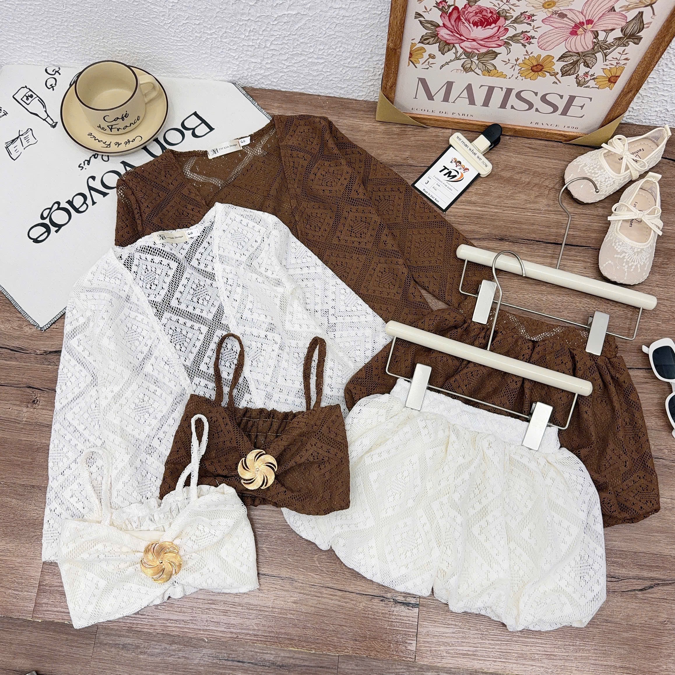 Sét bikini ren cao cấp 3 chi tiết bé gái
