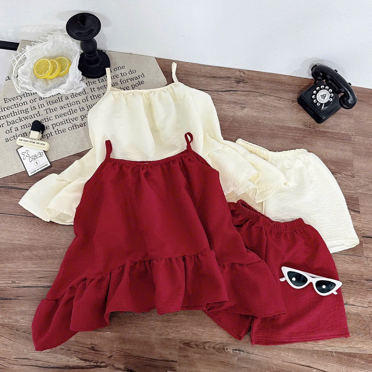 Sét bộ 2 dây đũi quần sooc bé gái