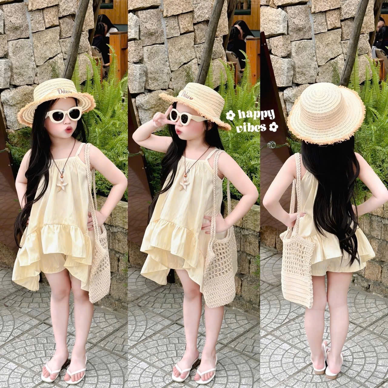 Sét bộ 2 dây đũi quần sooc bé gái