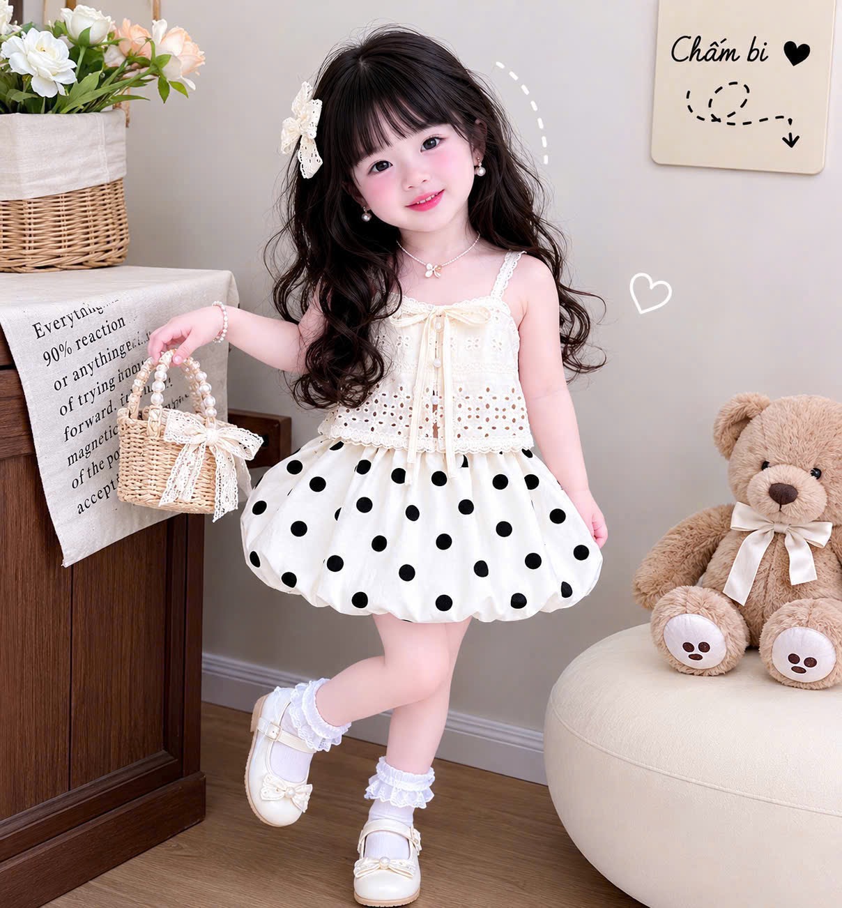 Sét bộ 2 dây quần bồng bi xk bé gái