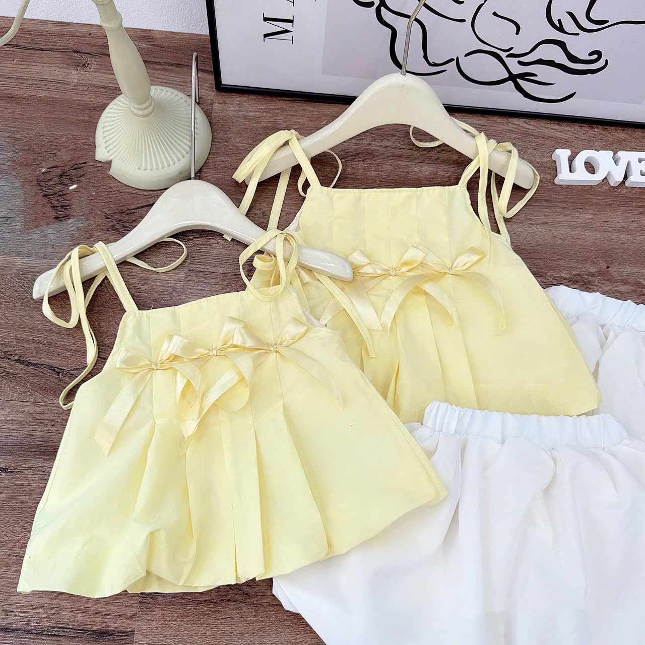 Sét bộ 2 dây vàng cv trắng bồng bé gái