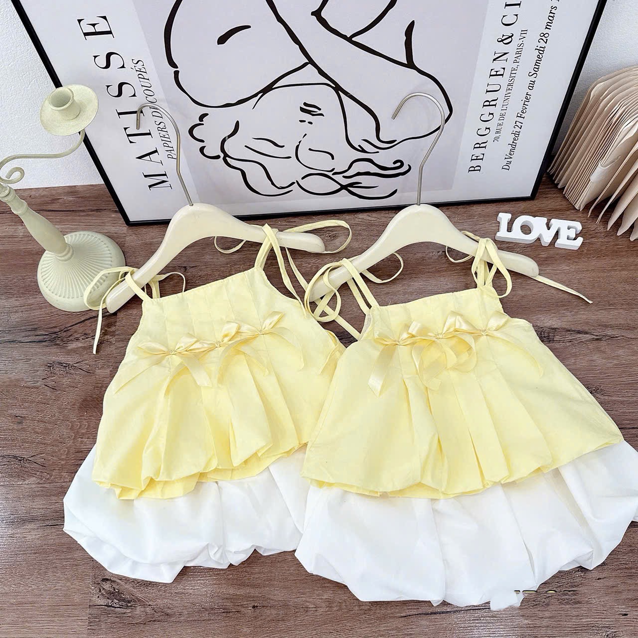 Sét bộ 2 dây vàng cv trắng bồng bé gái