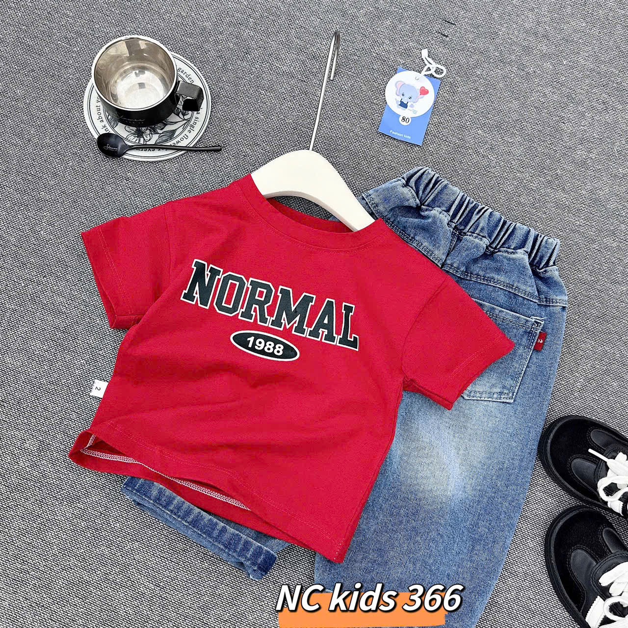 Sét bộ áo đỏ nomal quần bò dài bé trai