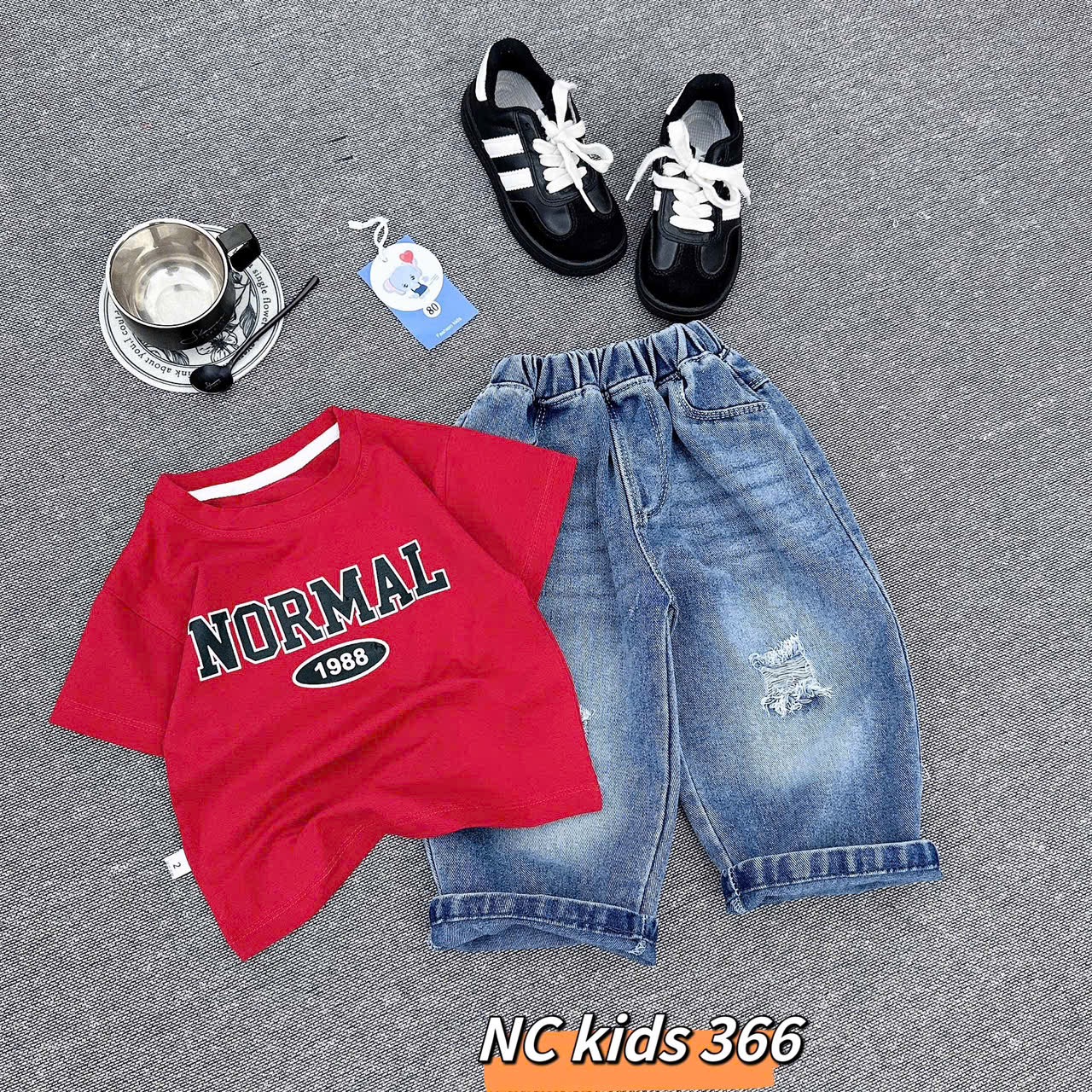 Sét bộ áo đỏ nomal quần bò dài bé trai