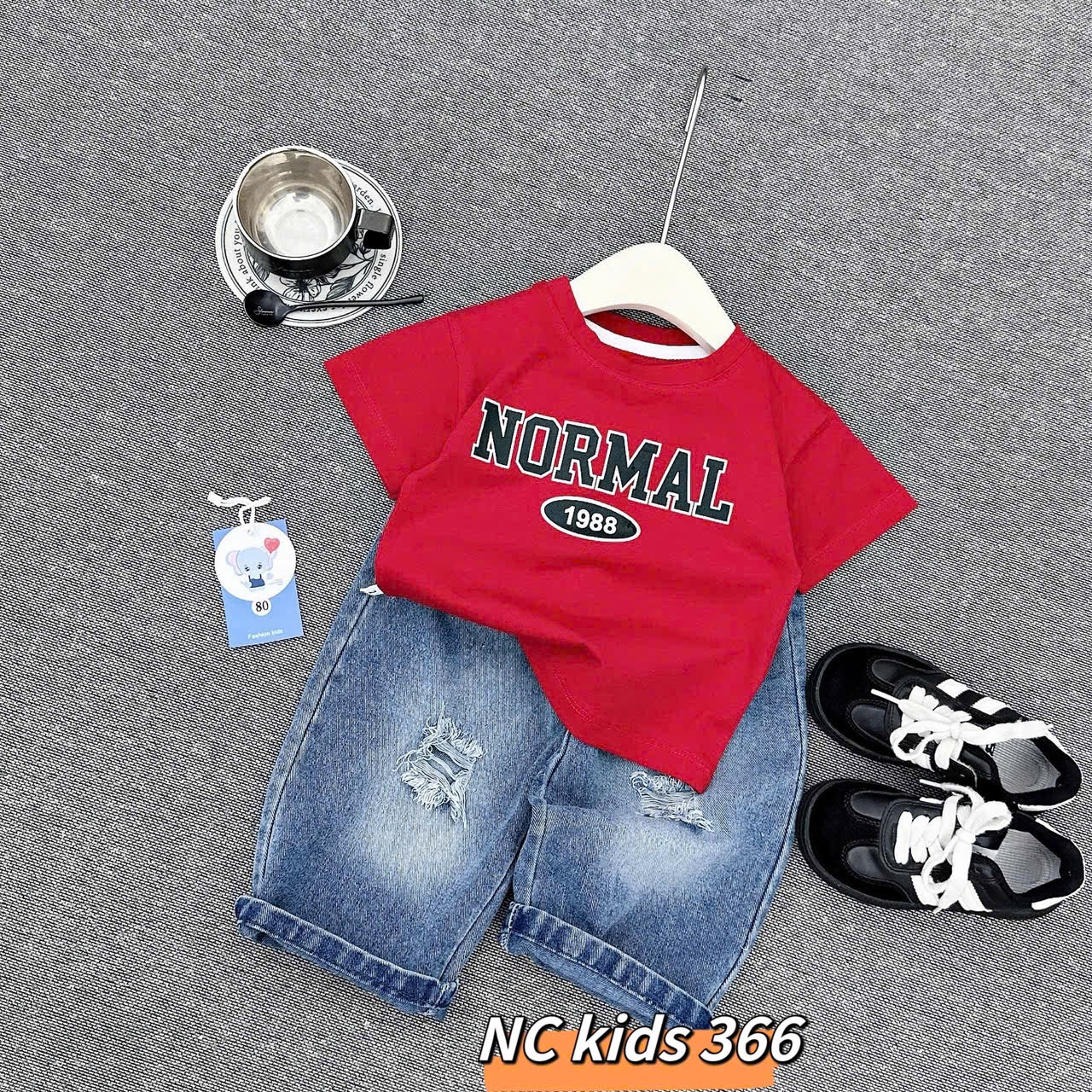 Sét bộ áo đỏ nomal quần bò dài bé trai