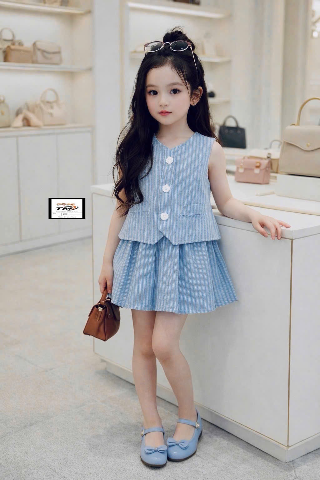 Sét bộ áo gile kẻ cv dập ly tm