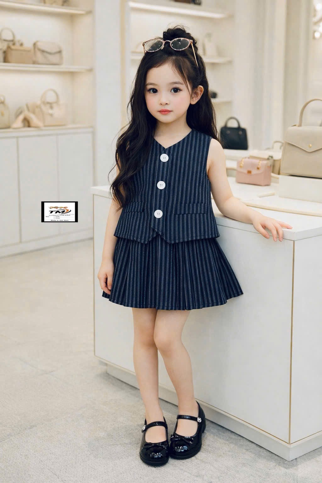 Sét bộ áo gile kẻ cv dập ly tm