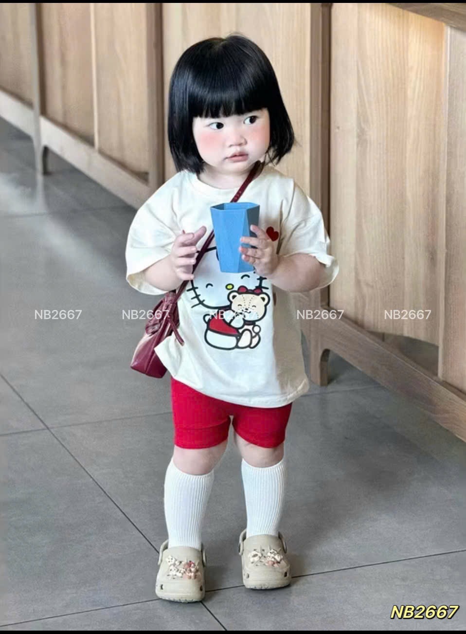 Sét bộ áo kitty tim quần legging bé gái