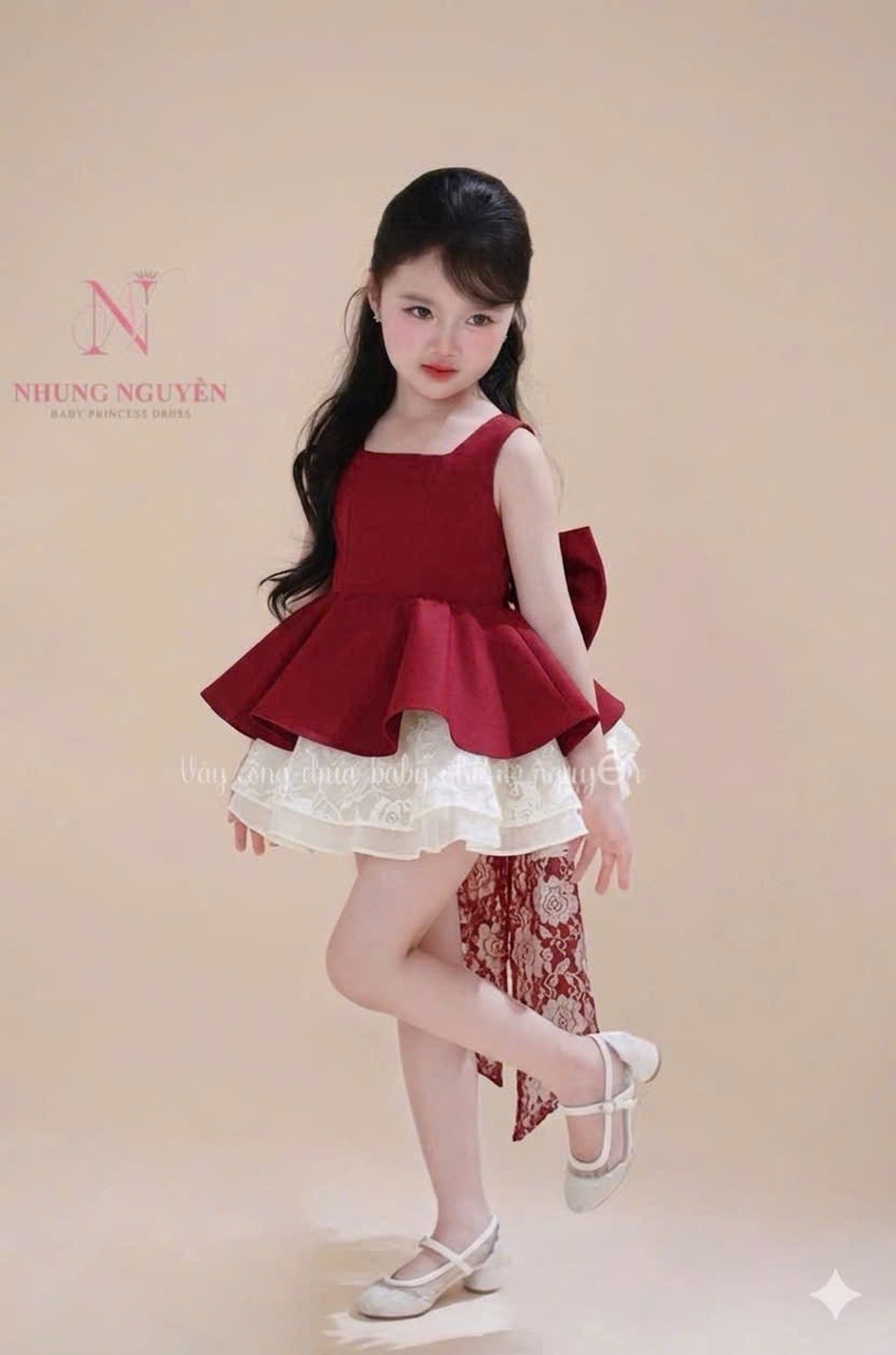 Sét bộ áo nơ rời cv tầng lt bé gái