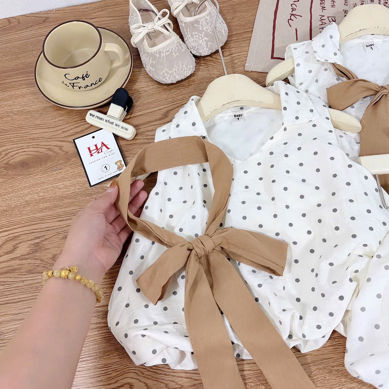 Sét bộ bi bồng cổ nơ bé gái