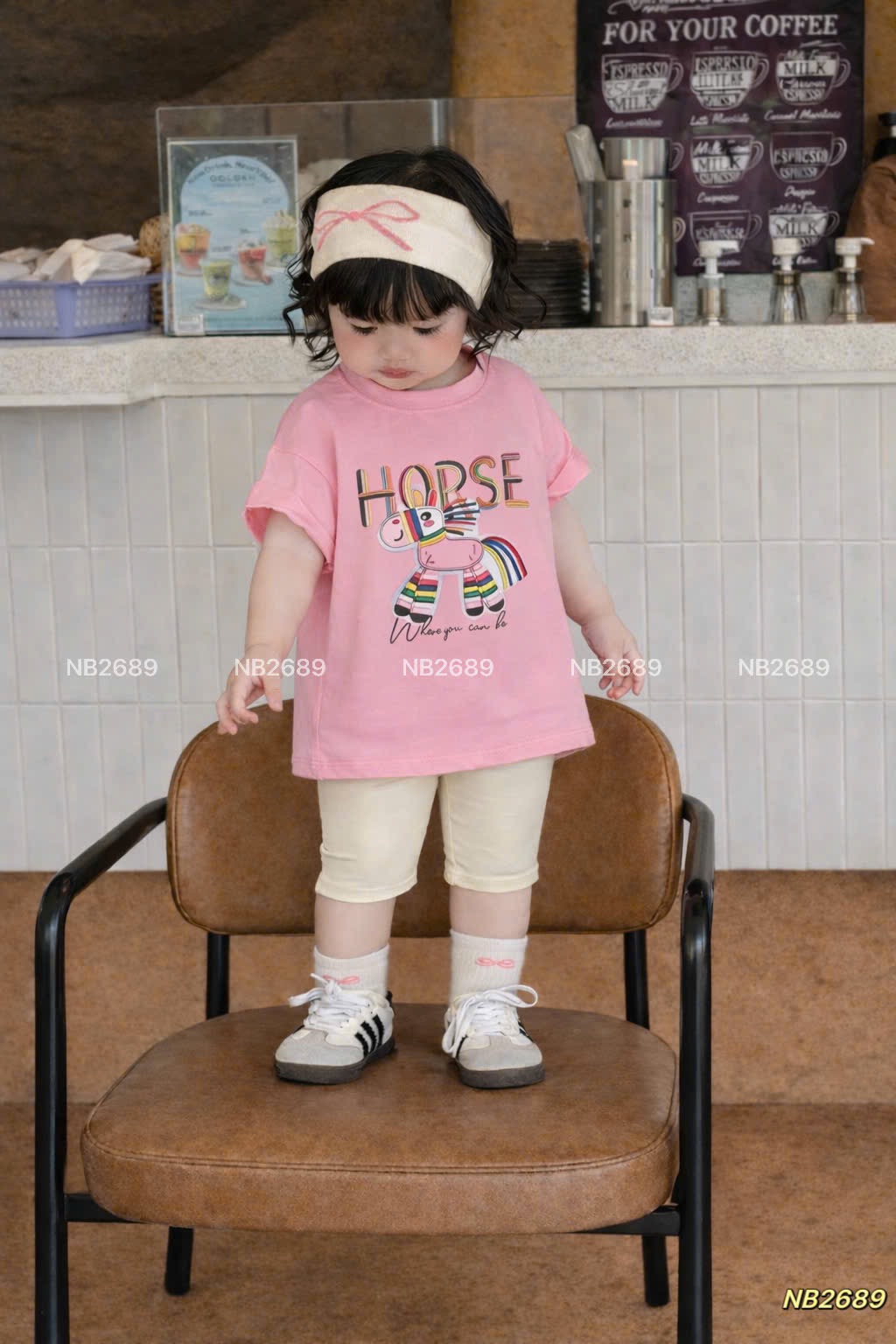 Sét bộ cotton ngựa quần legging bé gái (theo màu áo)