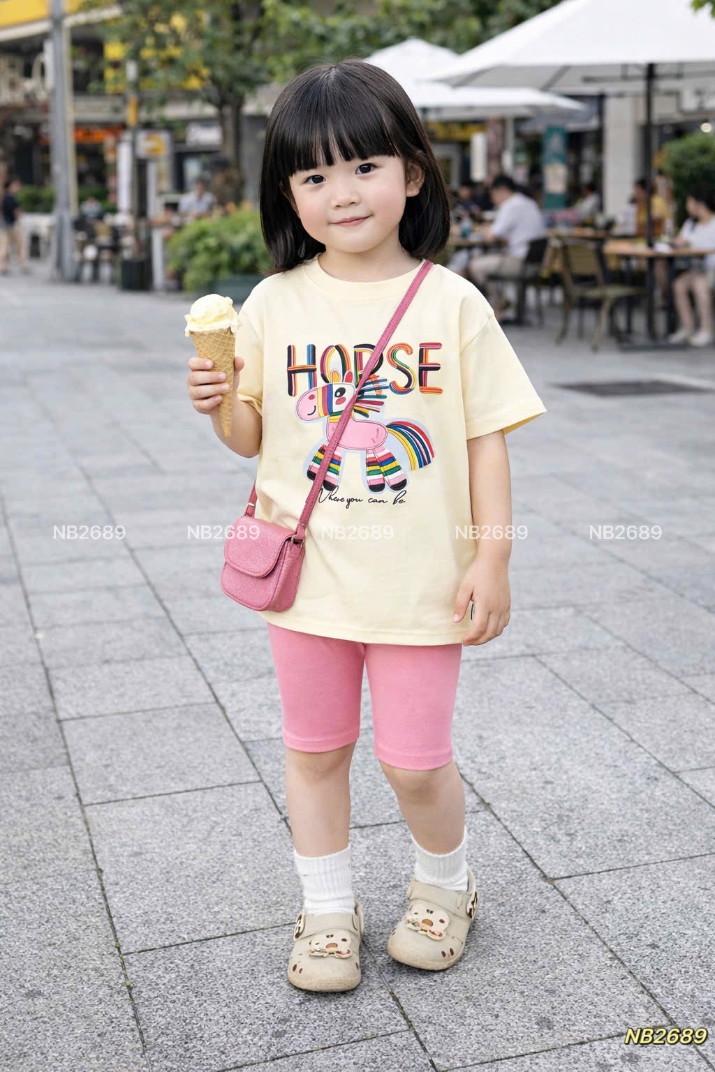 Sét bộ cotton ngựa quần legging bé gái (theo màu áo)