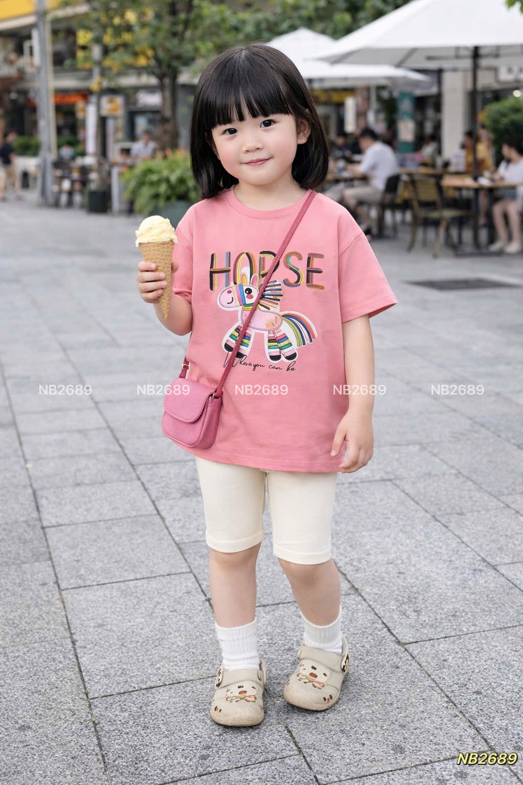 Sét bộ cotton ngựa quần legging bé gái (theo màu áo)