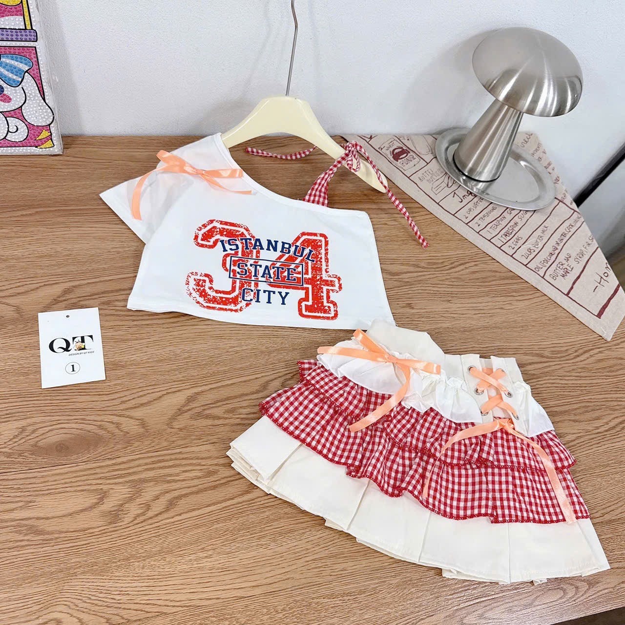 Sét bộ croptop cv phối màu qt bé gái