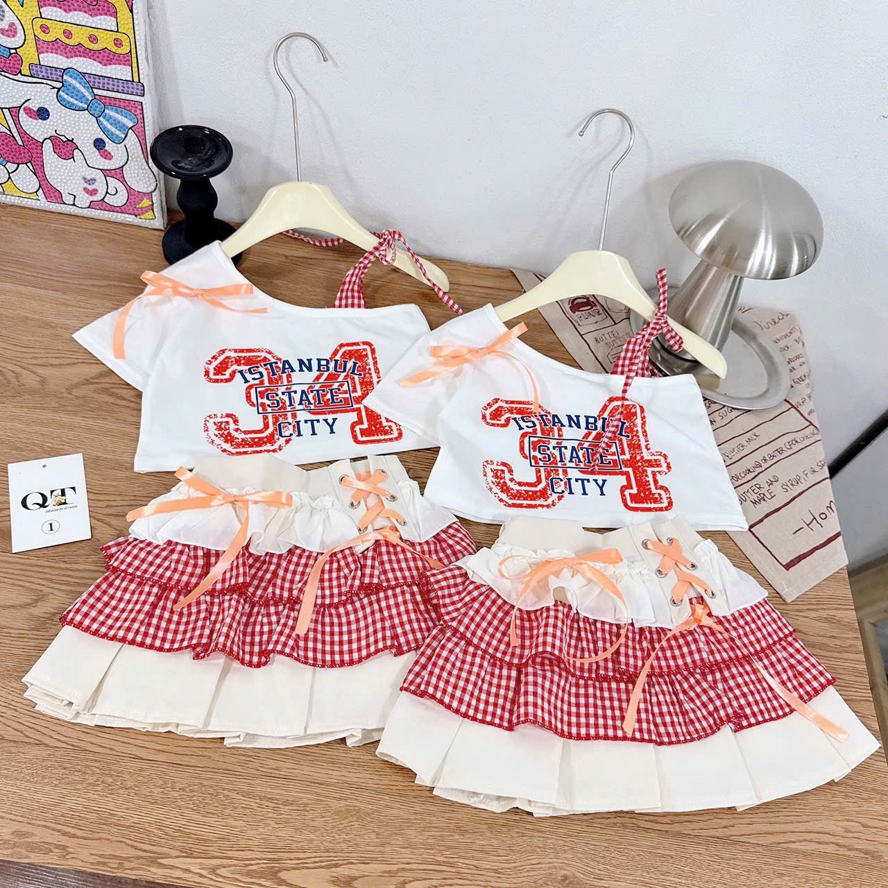 Sét bộ croptop cv phối màu qt bé gái