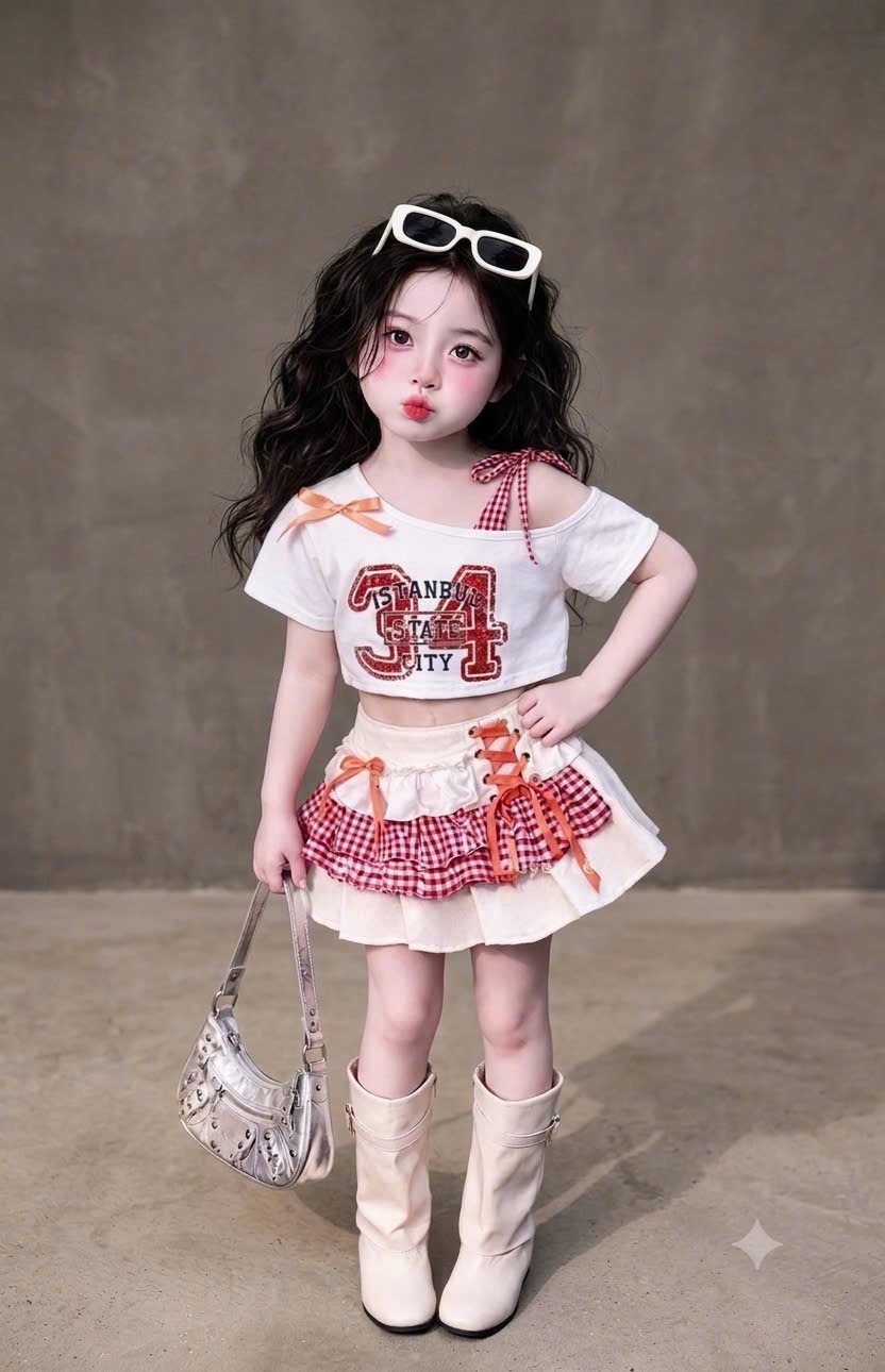 Sét bộ croptop cv phối màu qt bé gái