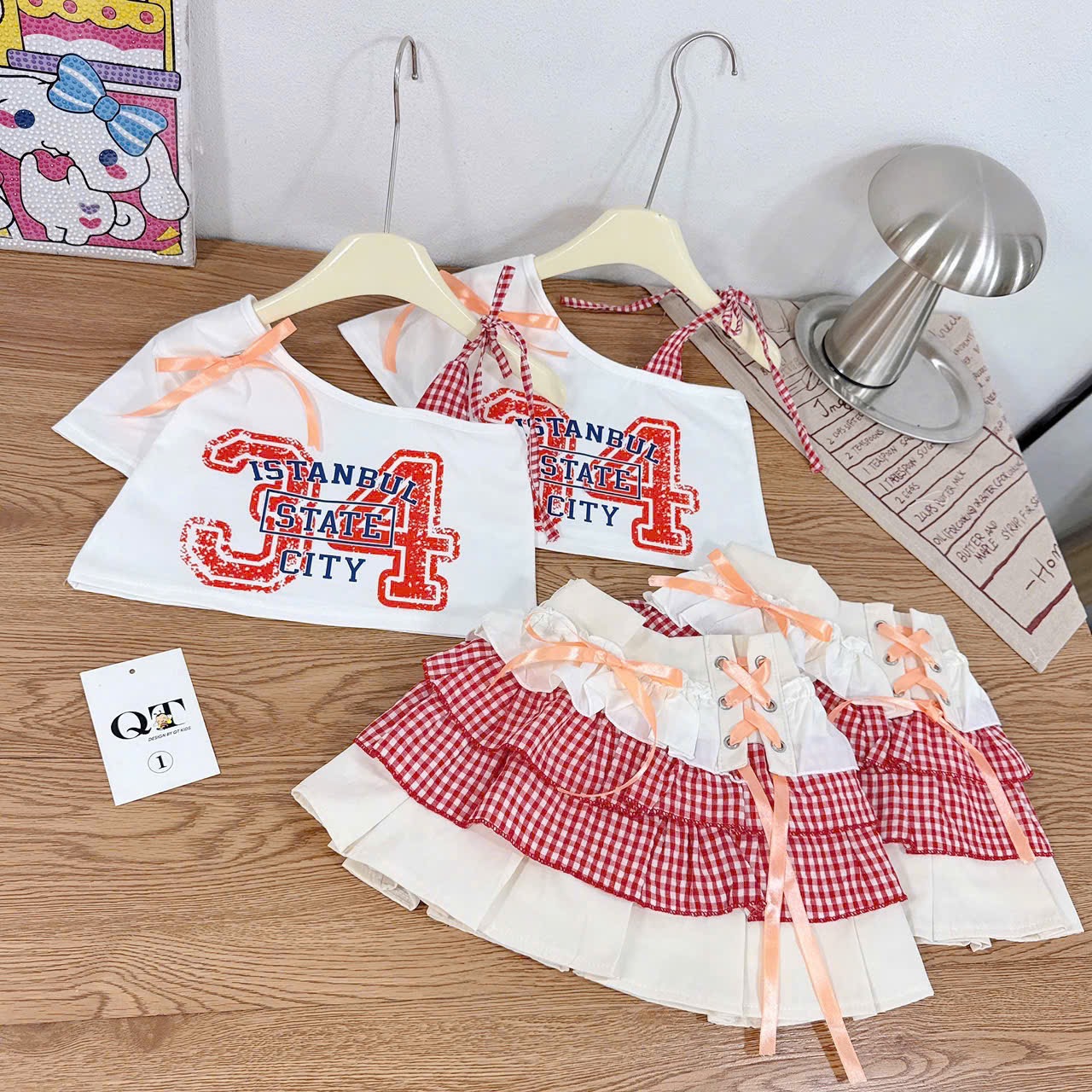 Sét bộ croptop cv phối màu qt bé gái