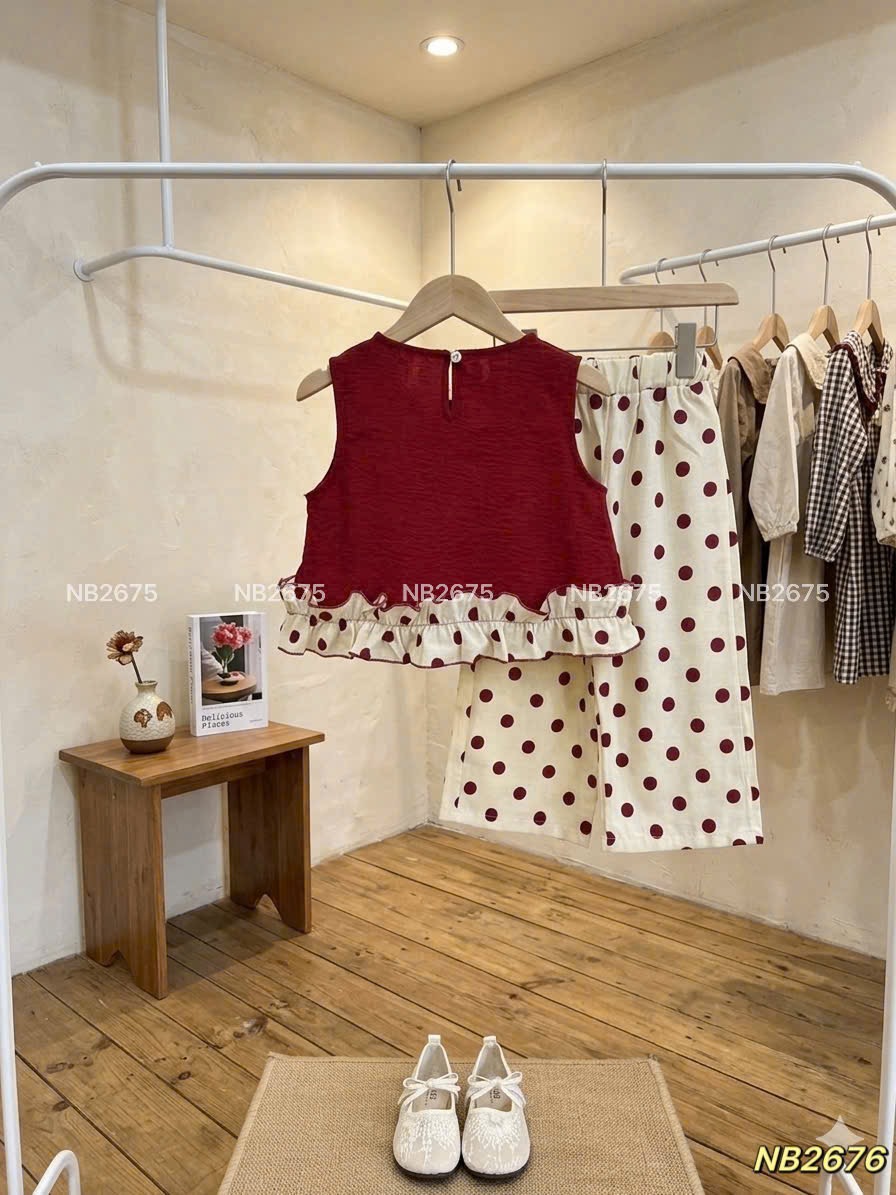 Sét bộ đỏ nấm quần bi đũi nb bé gái