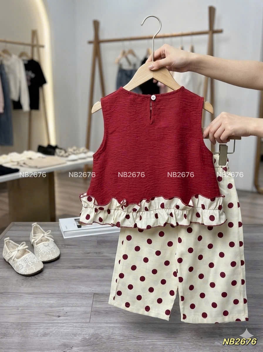 Sét bộ đỏ nấm quần bi đũi nb bé gái