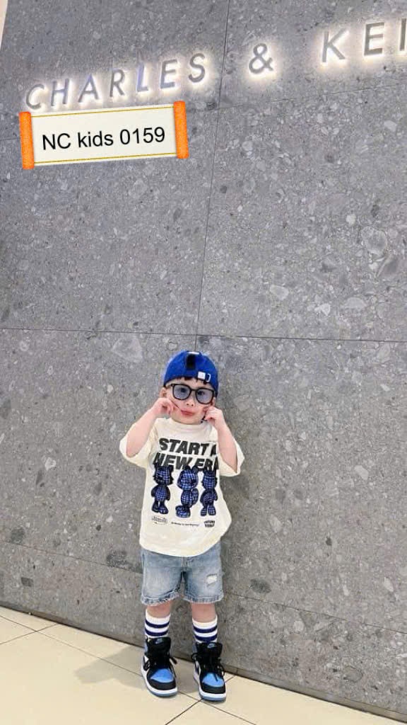 Sét bộ gấu quầm sooc bò xanh bé trai