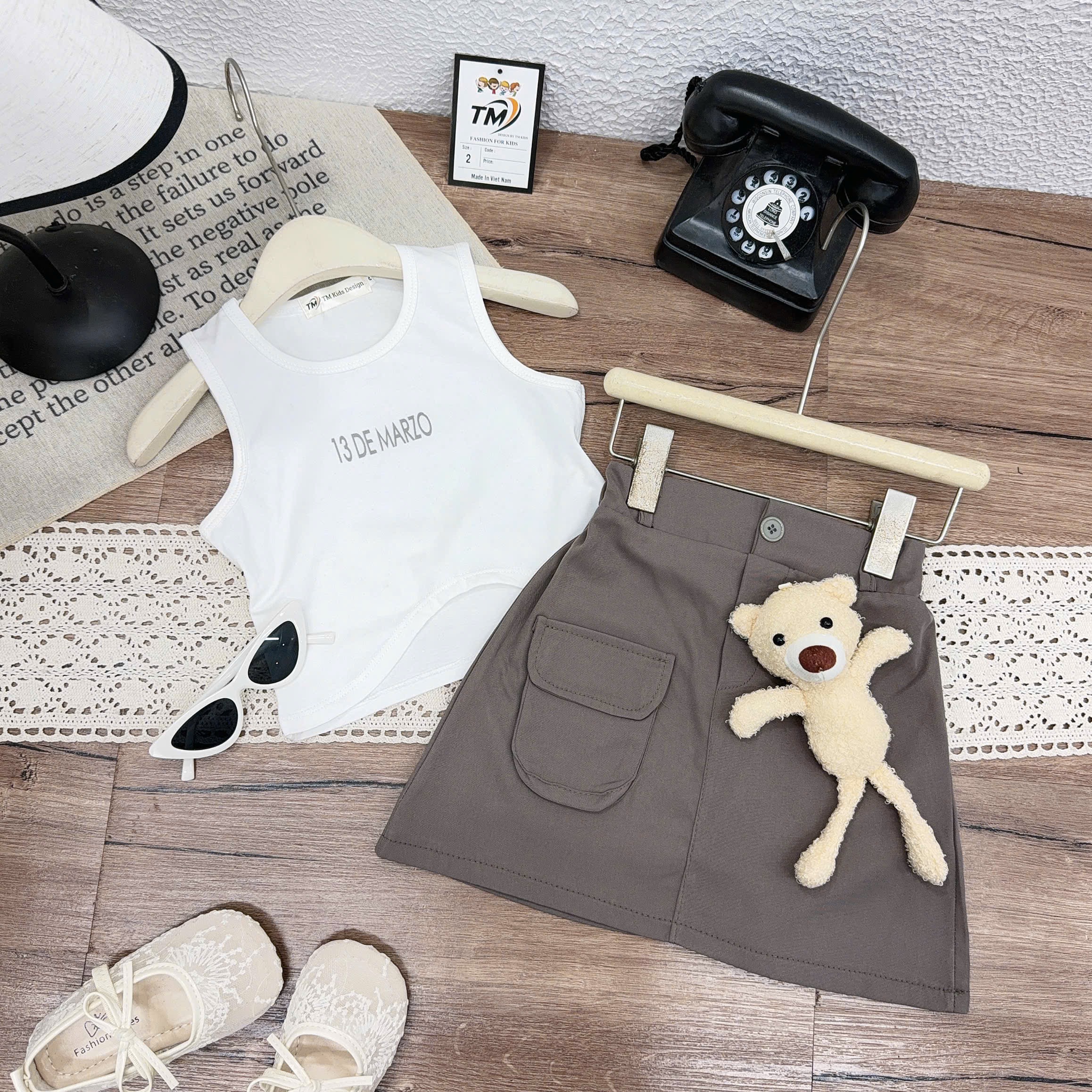 Sét bộ leze cv kèm gấu bé gái tm