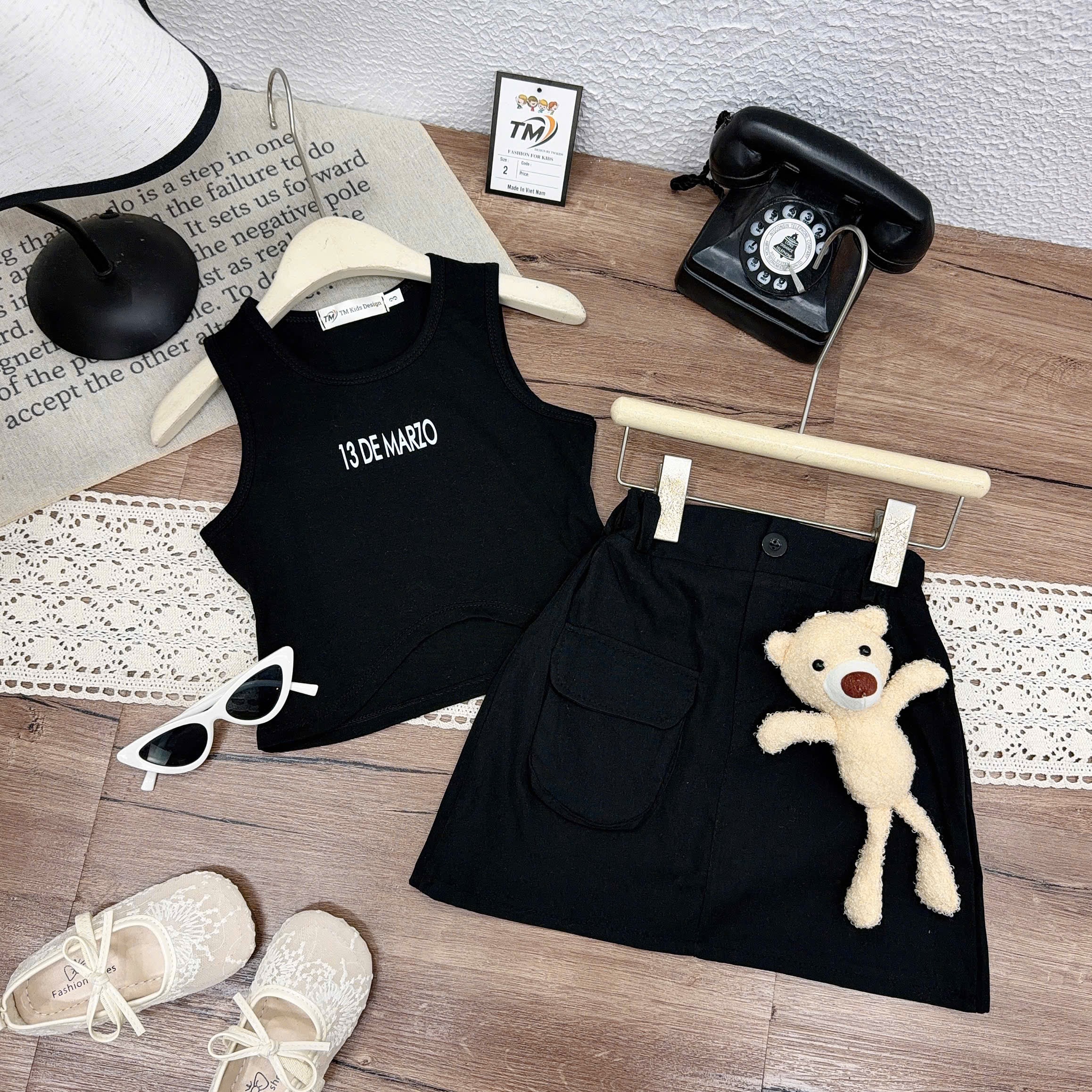 Sét bộ leze cv kèm gấu bé gái tm