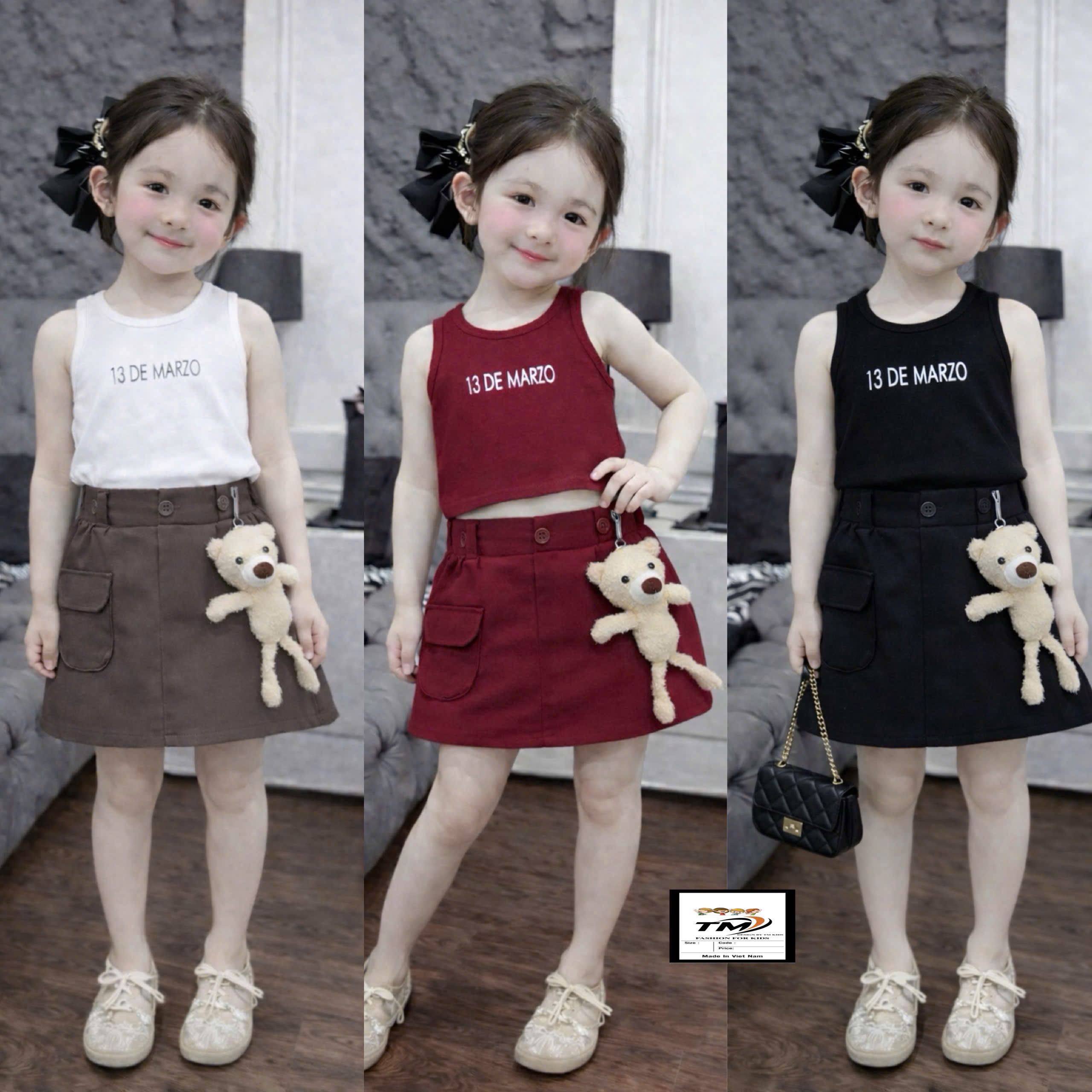 Sét bộ leze cv kèm gấu bé gái tm