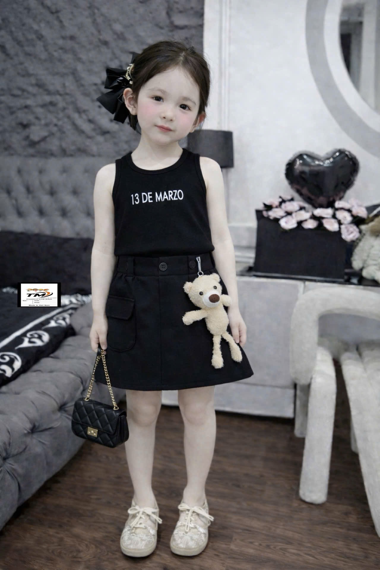 Sét bộ leze cv kèm gấu bé gái tm