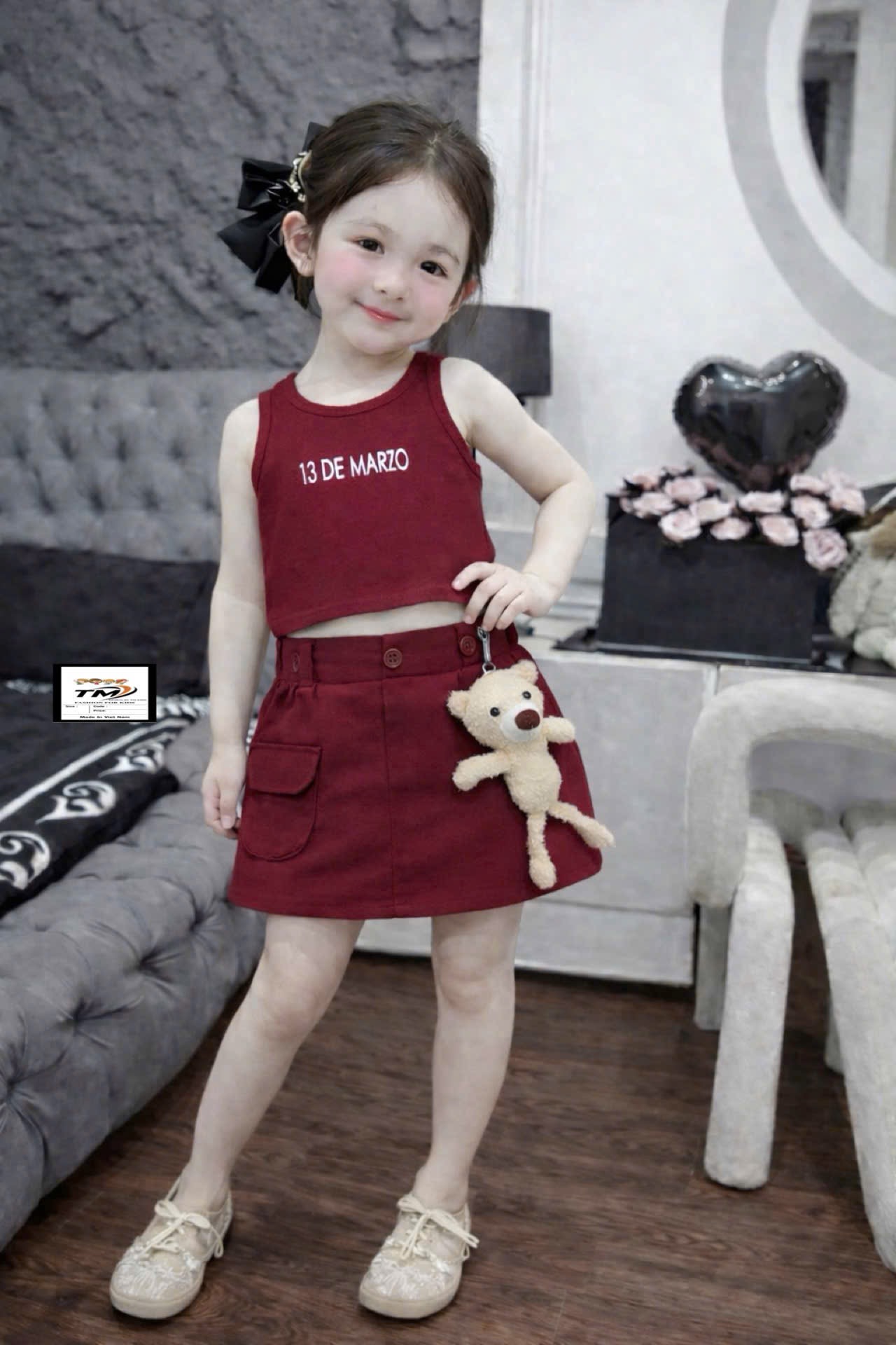 Sét bộ leze cv kèm gấu bé gái tm