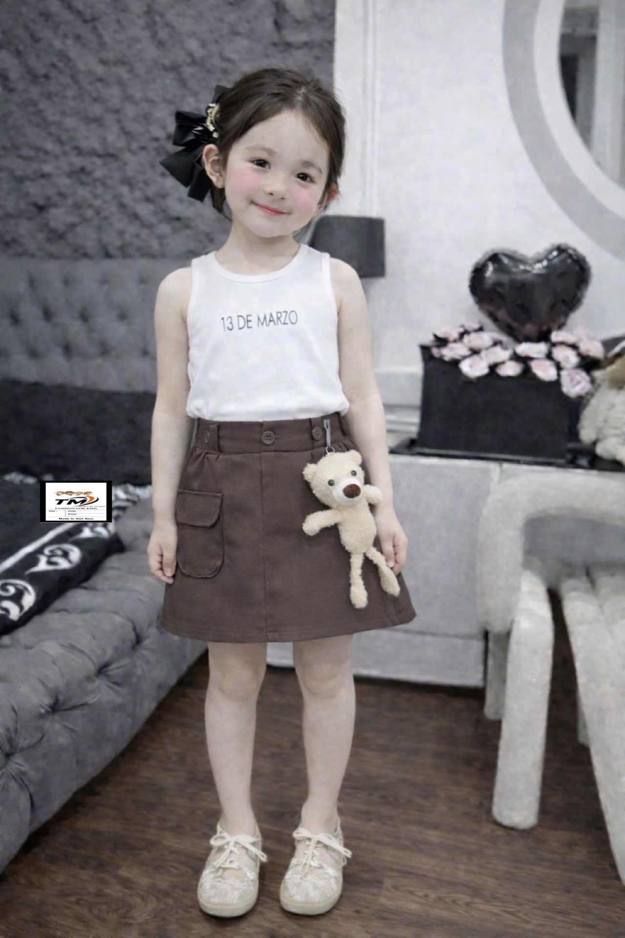 Sét bộ leze cv kèm gấu bé gái tm